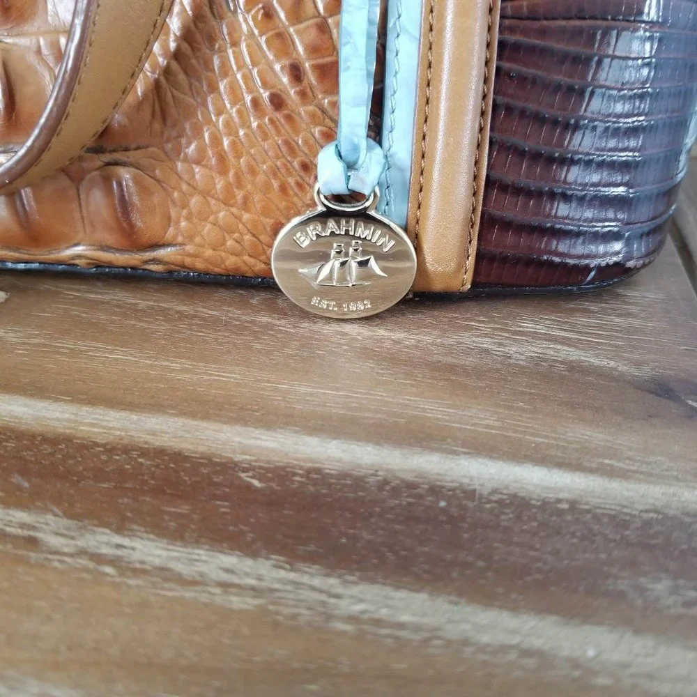 Brahmin Mini Asher Satchel & Ady Wallet. Toasted Almond Garrone Embossed Leather - Picture 7 of 16